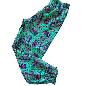 Aerie Joggers Silky Green Paisley Print Versatile Womens Casual Pants Small